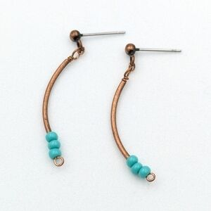 Copper and Turquoise-colour Beaded Earrings